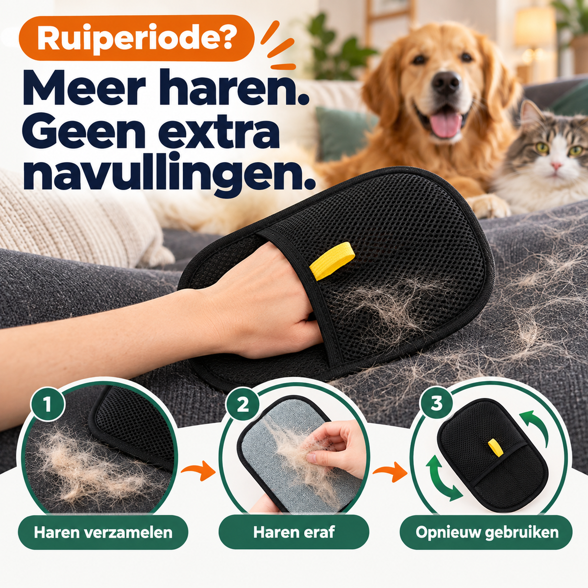 VachtVlot dierenharenverwijderaar voor losse haren in huis