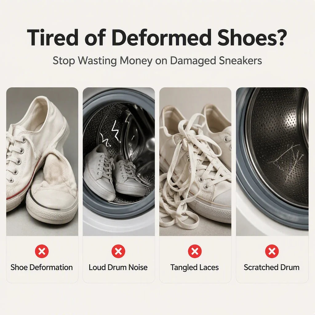 Waszak voor schoenen tijdens een wasbeurt in de wasmachine