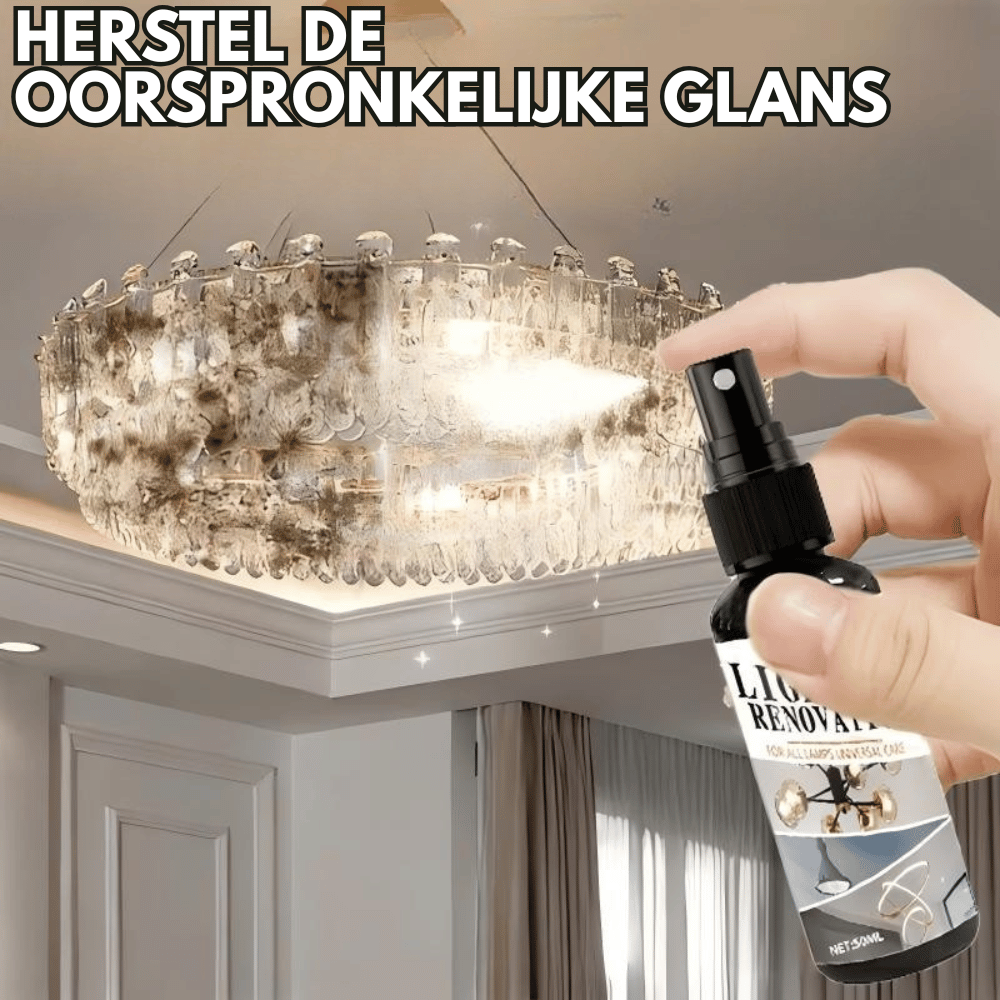 Spray voor het verwijderen van stof en vuil van een kroonluchter