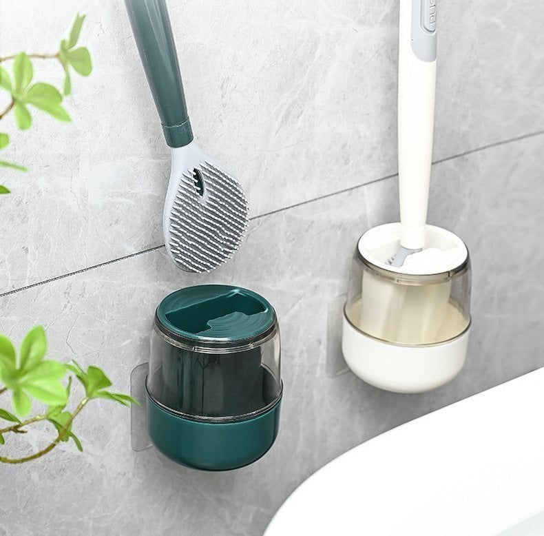 Siliconen toiletborstel met geïntegreerde opbergruimte